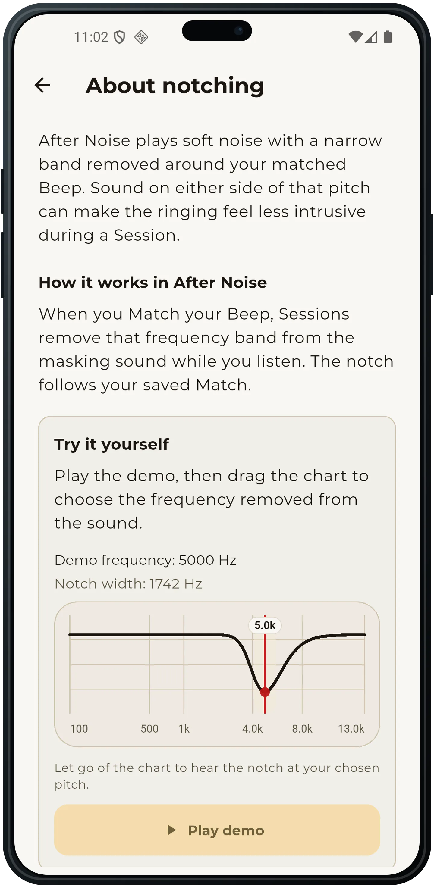 AfterNoise about notching explanation screen