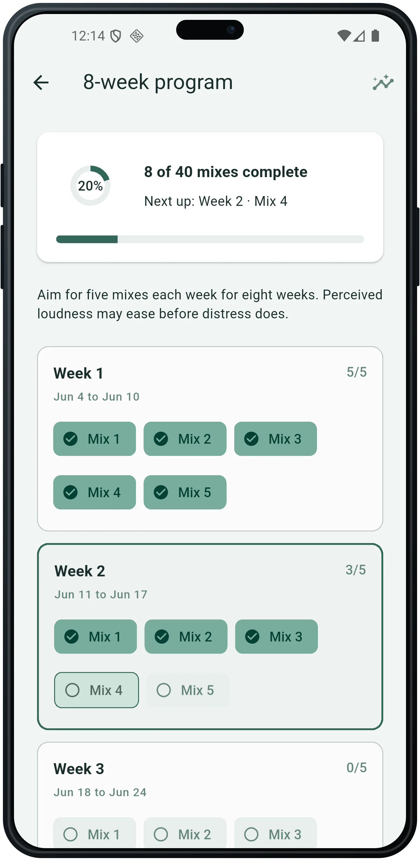 TinniTuner eight-week habituation program overview