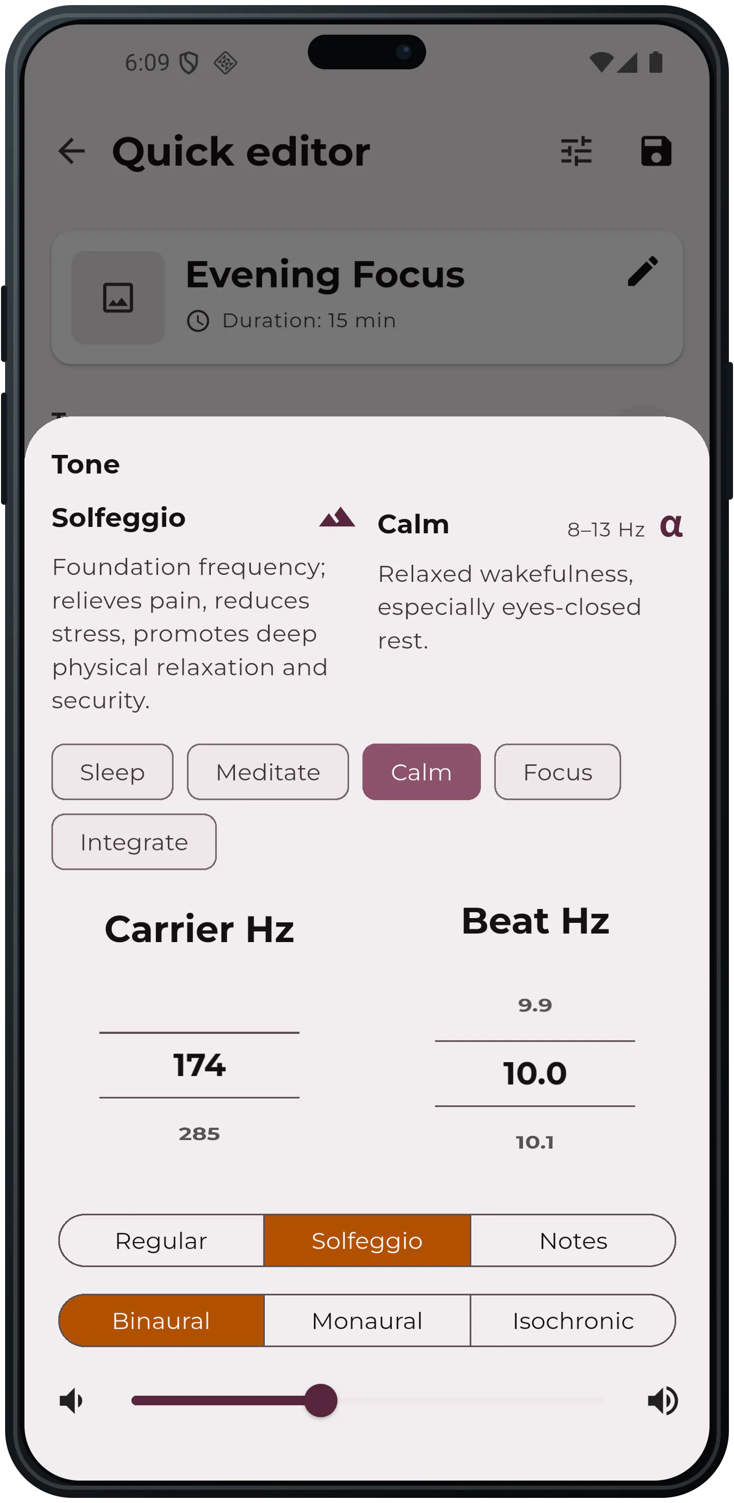 Beat picker with brainwave bands and Solfeggio tones